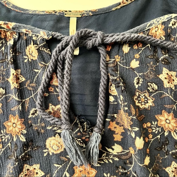 Free People Lucky Loosey Swing Dress Indigo Combo Size Large - Picture 8 of 16